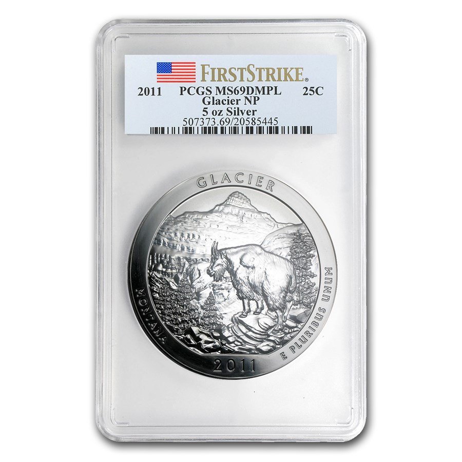 2011 5 oz Silver ATB Glacier MS-69 DMPL PCGS (FirstStrike®)