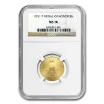 2011-P Gold $5 Commem Medal of Honor MS-70 NGC