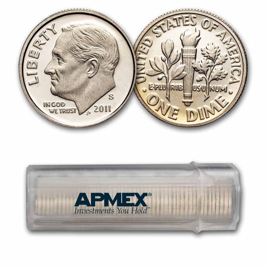 2011-S Roosevelt Dime 50-Coin Roll Proof