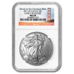 2011 (S) Silver Eagle MS-69 NGC (ER, Golden Gate Bridge Label)