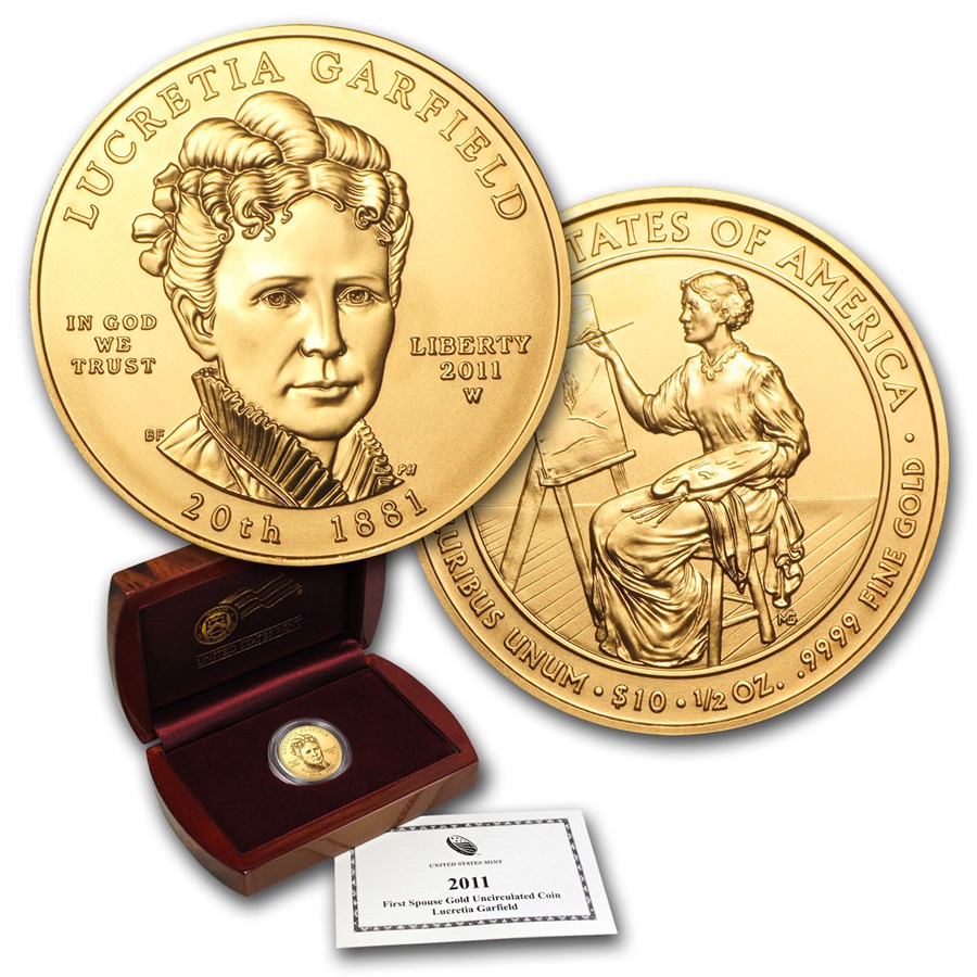 2011-W 1/2 oz Gold Lucretia Garfield BU (w/Box & COA)