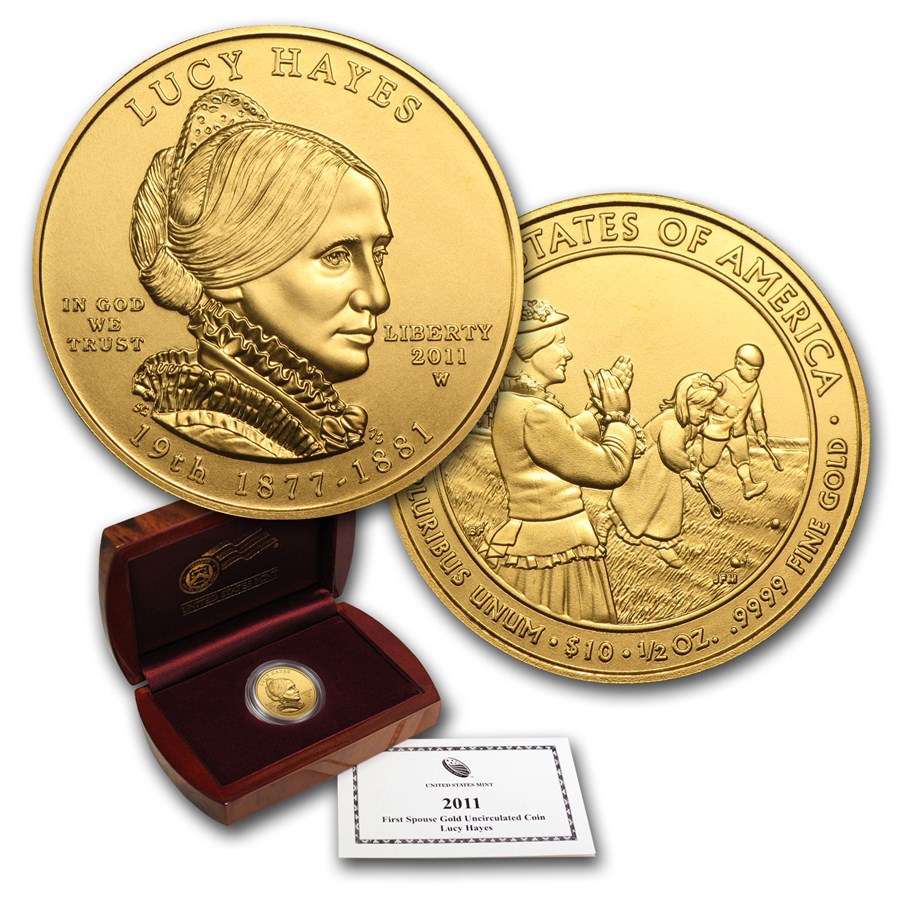 2011-W 1/2 oz Gold Lucy Hayes BU (w/Box & COA)