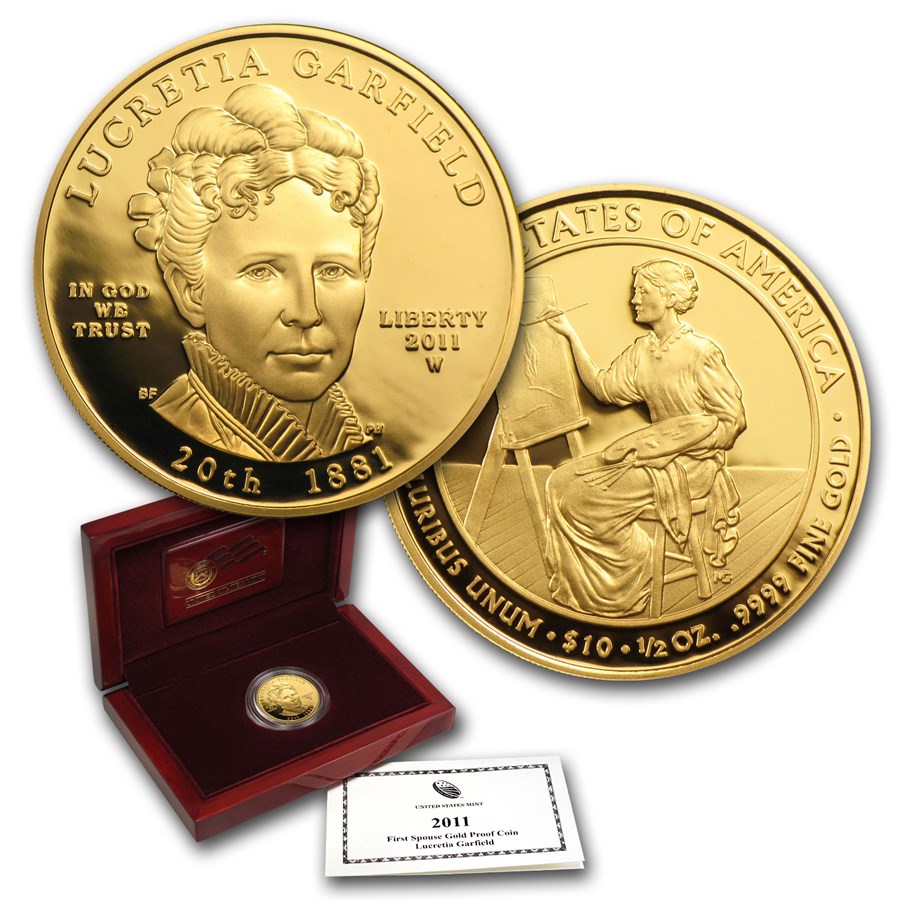 2011-W 1/2 oz Proof Gold Lucretia Garfield (w/Box & COA)