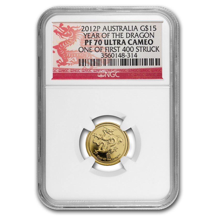 2012 1/10 oz Gold Dragon PF-70 NGC (1 of First 400 Struck)