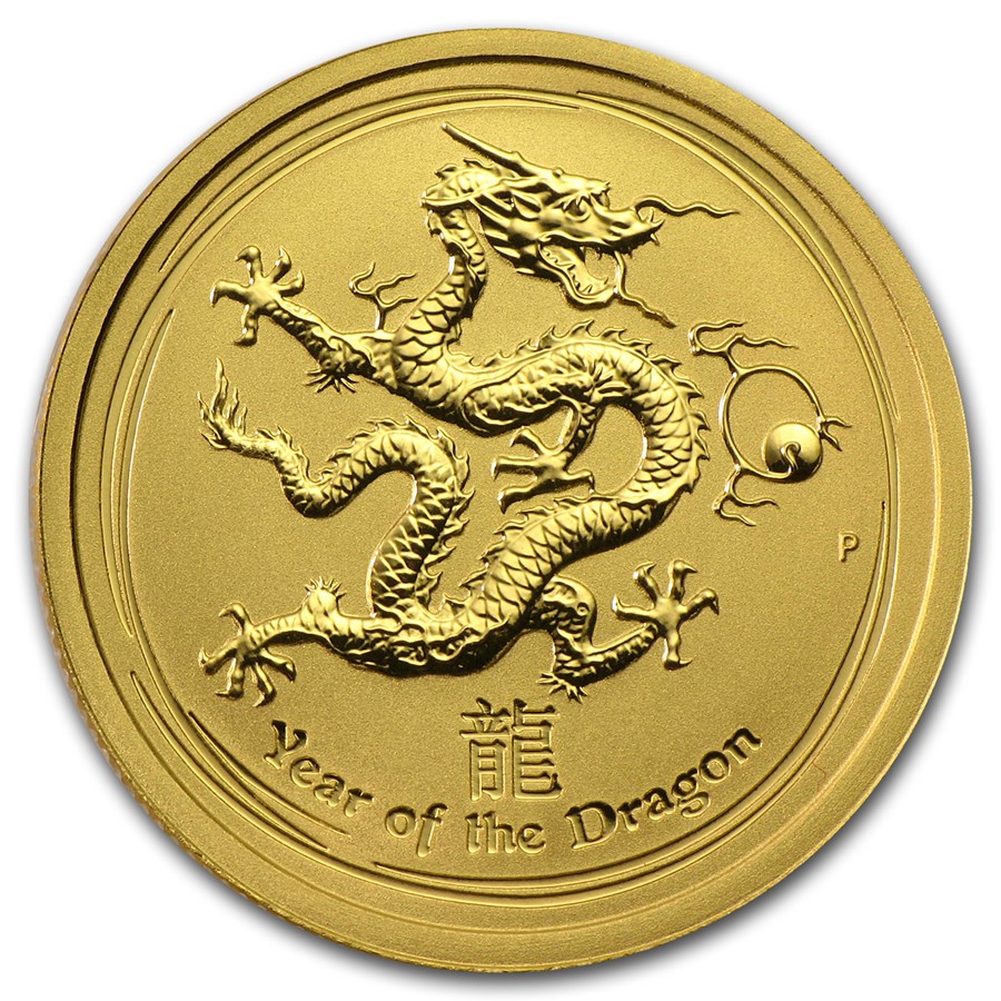 2012 Australia 1/4 oz Gold Lunar Dragon BU (Series II)
