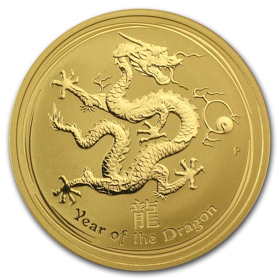2012 Australia 1 oz Gold Lunar Dragon BU (Series II)