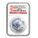 2012 Australia 1 oz Silver White Dragon MS-70 NGC (ANA)