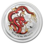 2012 Australia 1 oz Silver Year of the Dragon BU (Colorized)
