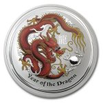 2012 Australia 10 oz Silver Year of the Dragon BU (Colorized)