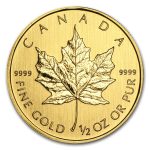 2012 Canada 1/2 oz Gold Maple Leaf BU