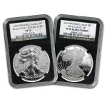 2012-S 2-Coin Proof Silver Eagle Set PF-70 NGC (FR, 25th Anniv)
