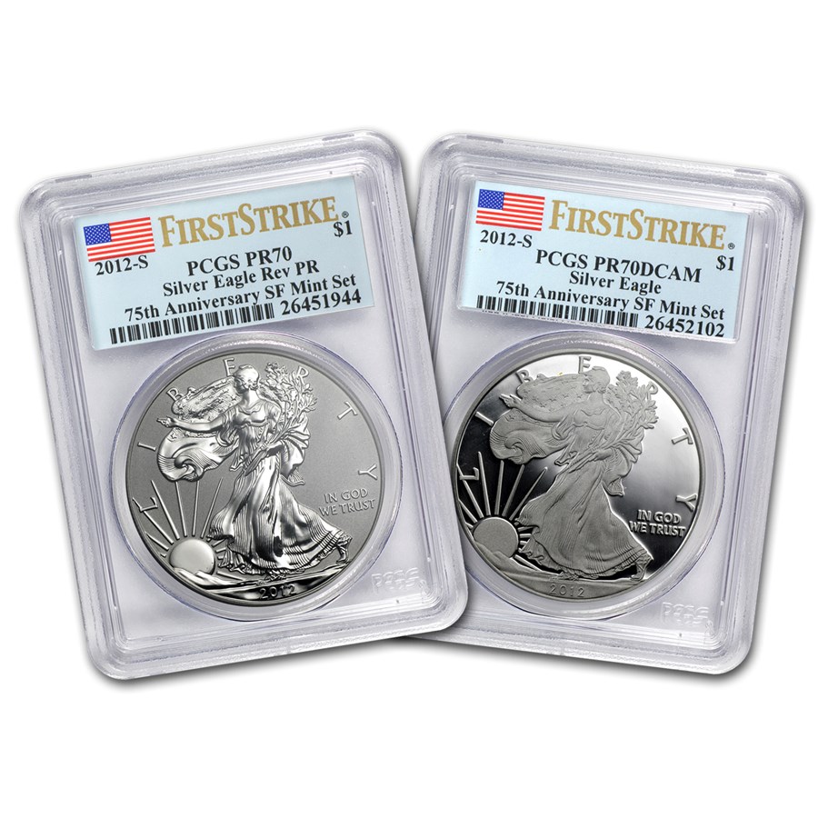 2012-S 2-Coin Silver Eagle Set PR-70 PCGS (FS, 75th Anniv)