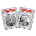 2012-S 2-Coin Silver Eagle Set PR-70 PCGS (John Mercanti)