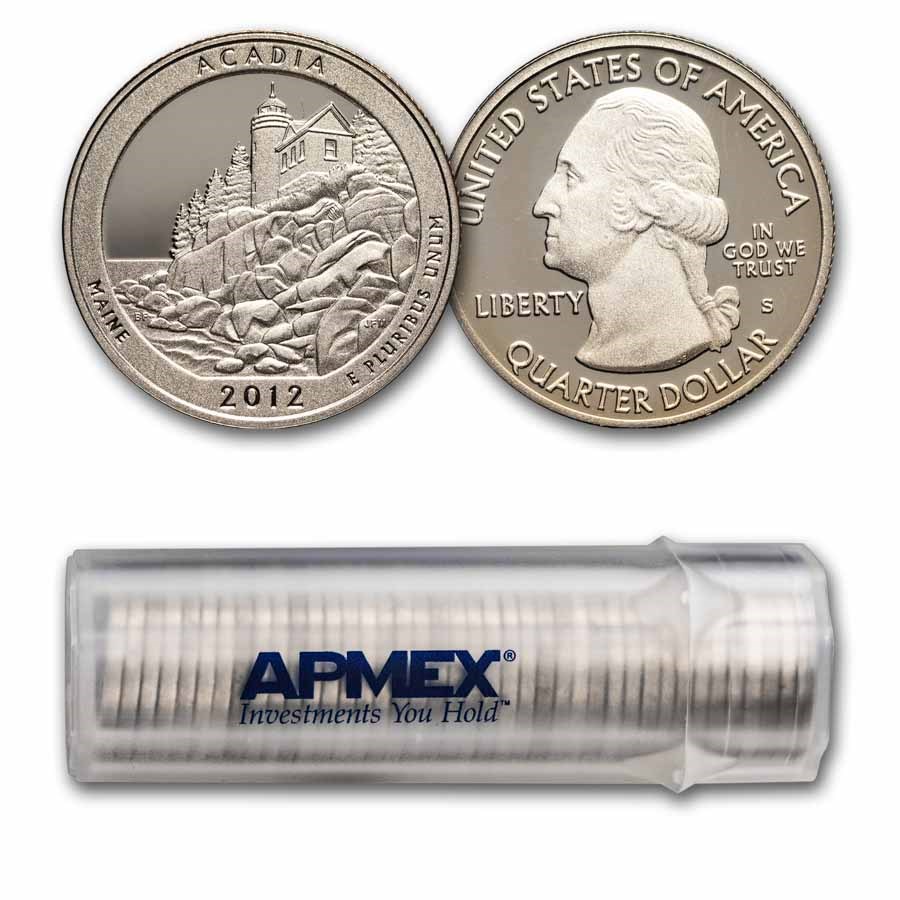 2012-S ATB Quarter Acadia National Park 40-Coin Roll Proof