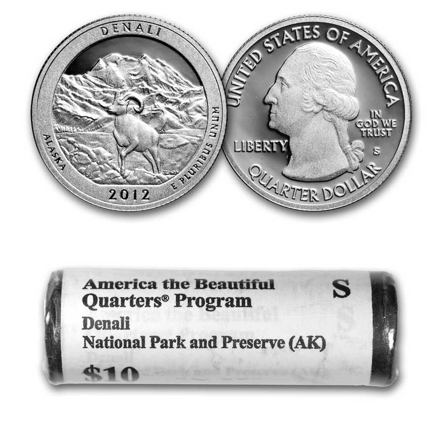 2012-S ATB Quarter Denali National Park 40-Coin Roll Proof