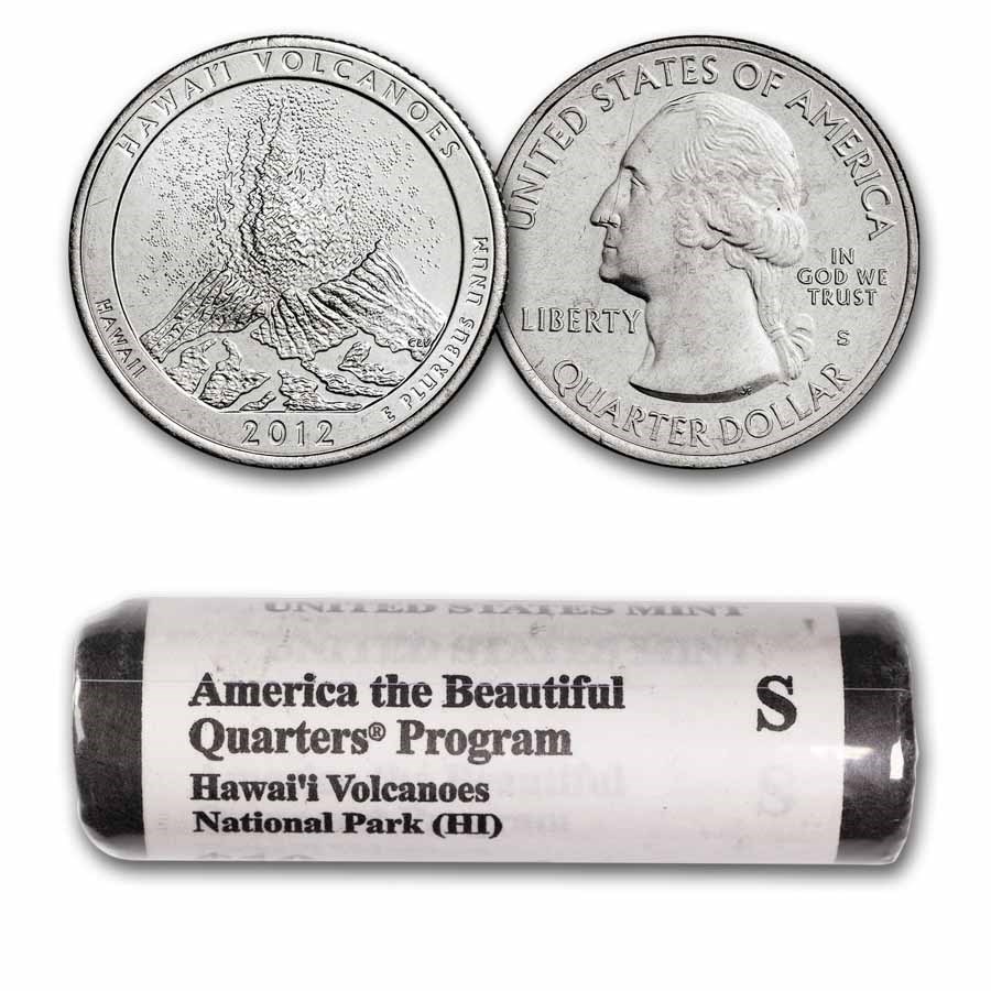 2012-S ATB Quarter Hawaii Volcanoes National 40-Coin Roll Proof