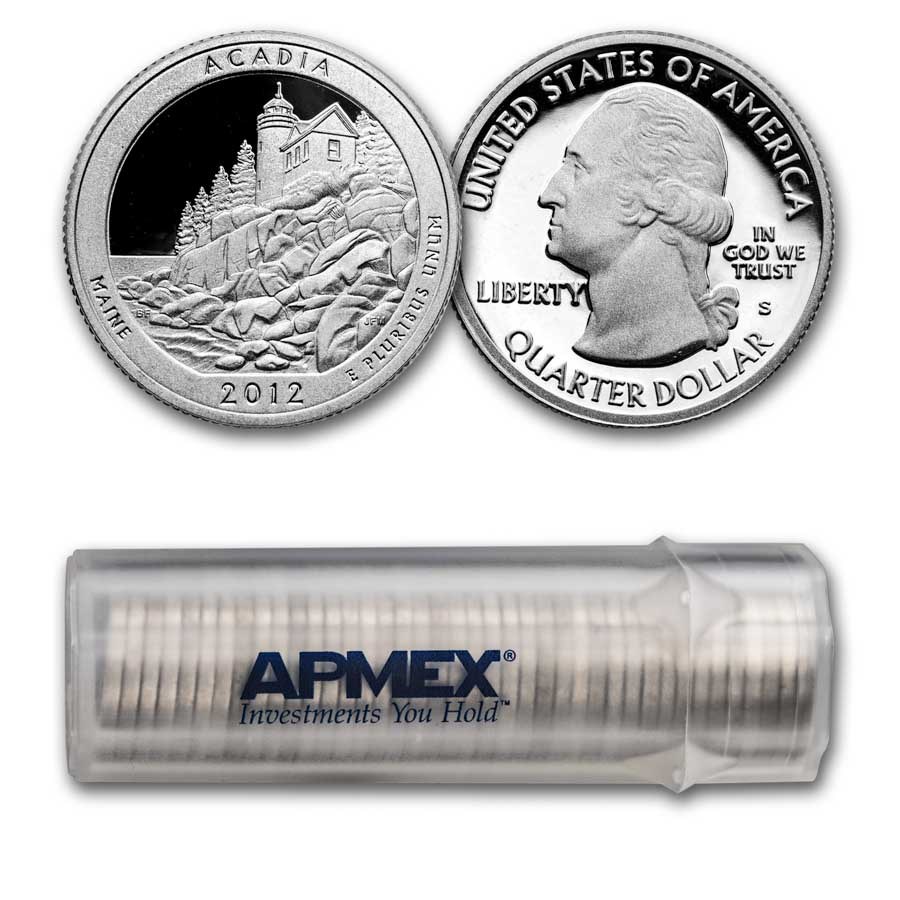 2012-S Quarter ATB Acadia 40-Coin Proof Roll (Silver)