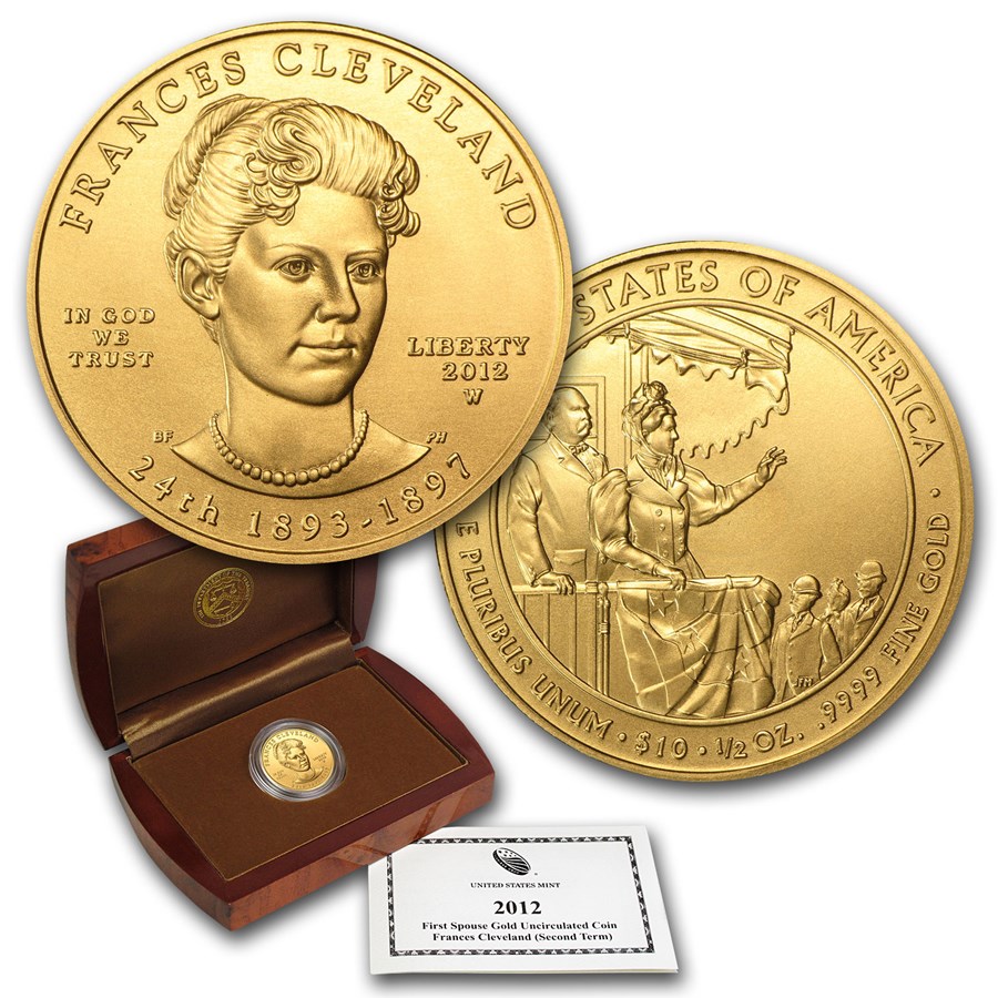 2012-W 1/2 oz Gold Frances Cleveland 2nd Term BU (w/Box & COA)