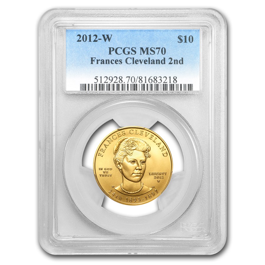 2012-W 1/2 oz Gold Frances Cleveland 2nd Term MS-70 PCGS