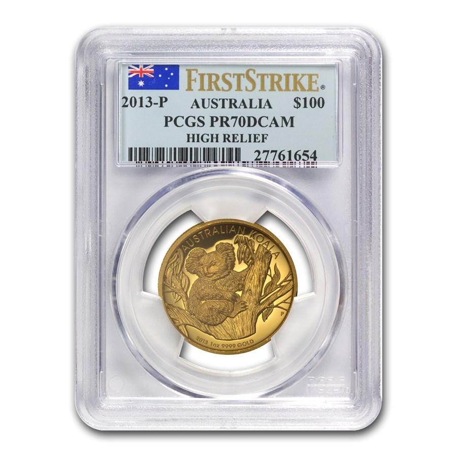 2013 Australia 1 oz Gold Koala PR-70 PCGS (FS, High Relief)