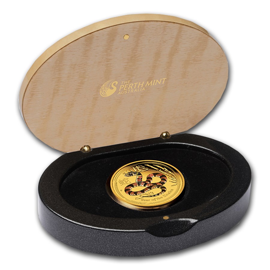 2013 Australia 1 oz Gold Lunar Snake Prf (Series II, Colorized)