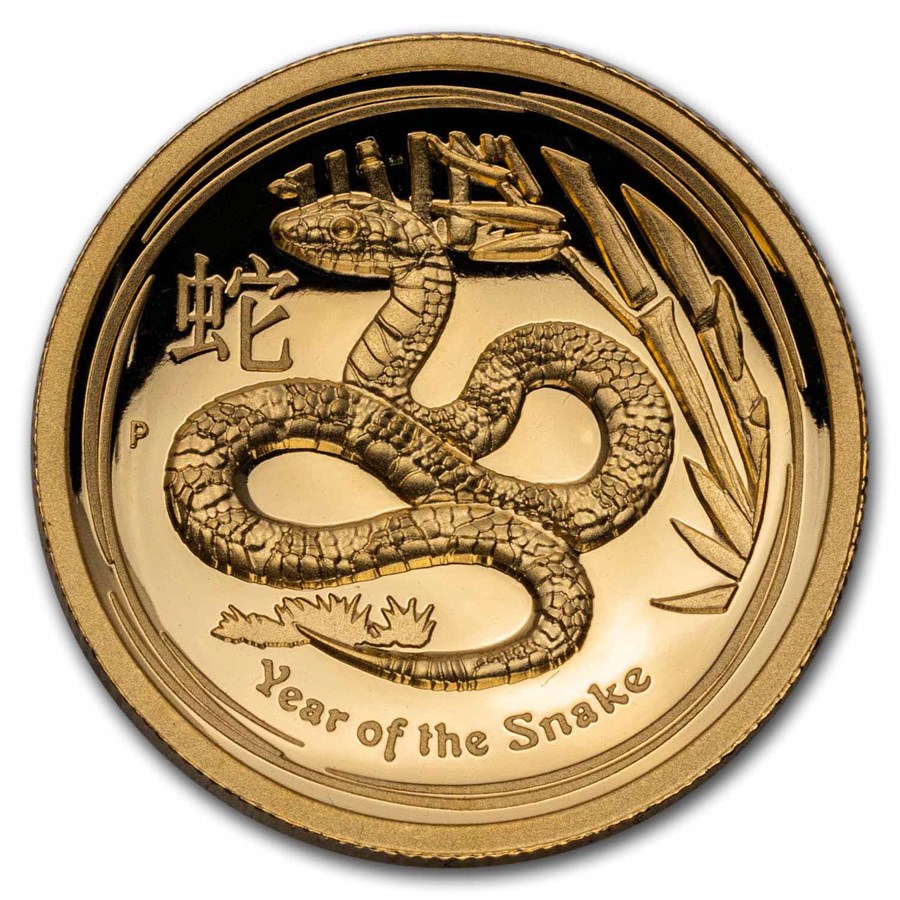 2013 Australia 1 oz Gold Lunar Snake Proof (UHR, Damaged Box)