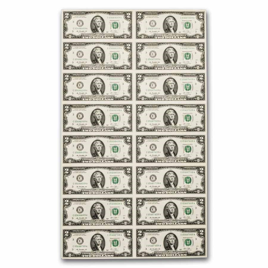 2013 (C-Philadelphia) $2 FRN CU (Fr#1940-C) 16 Note Uncut sheet