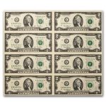 2013 (K-Dallas) $2 FRN CU (Fr#1940-K) 8 Note Uncut sheet