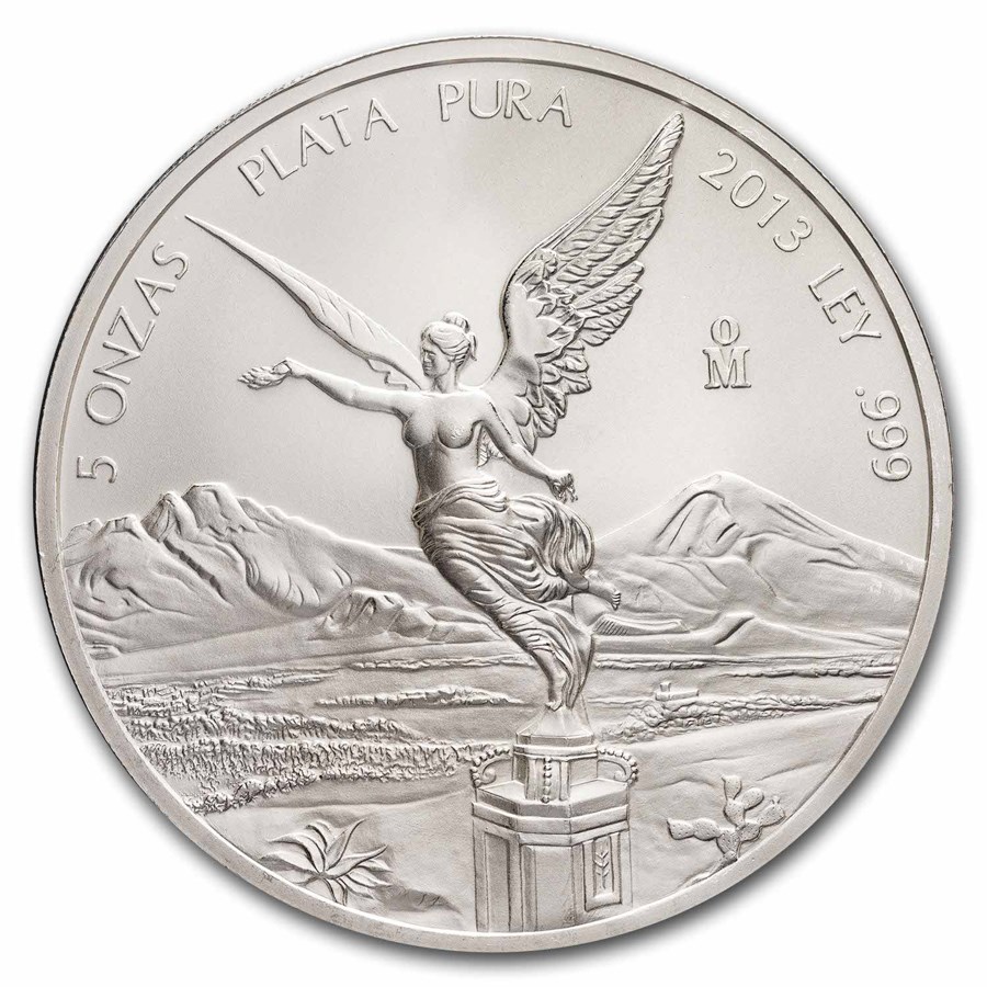 2013 Mexico 5 oz Silver Libertad BU (Abrasions)
