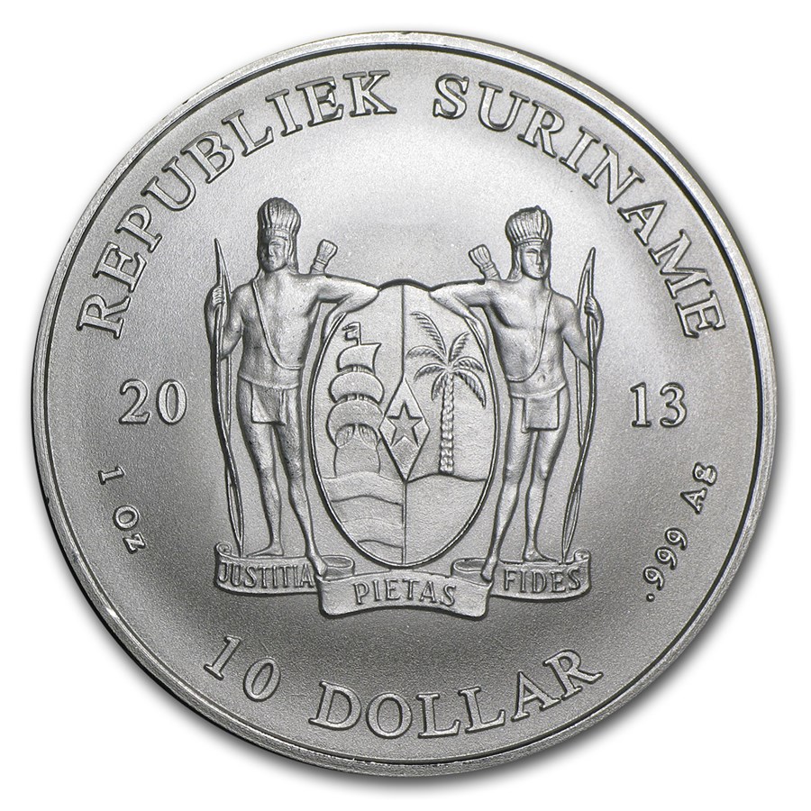 2013 Suriname 1 oz Silver $10 BU
