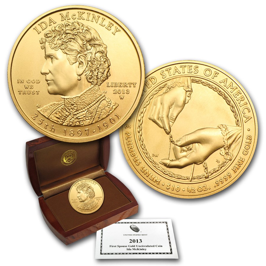 2013-W 1/2 oz Gold Ida McKinley BU (w/Box & COA)