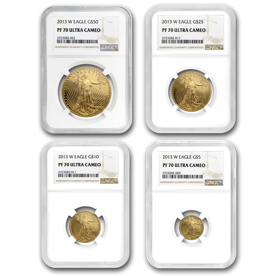 2013-W 4-Coin Proof American Gold Eagle Set PF-70 NGC