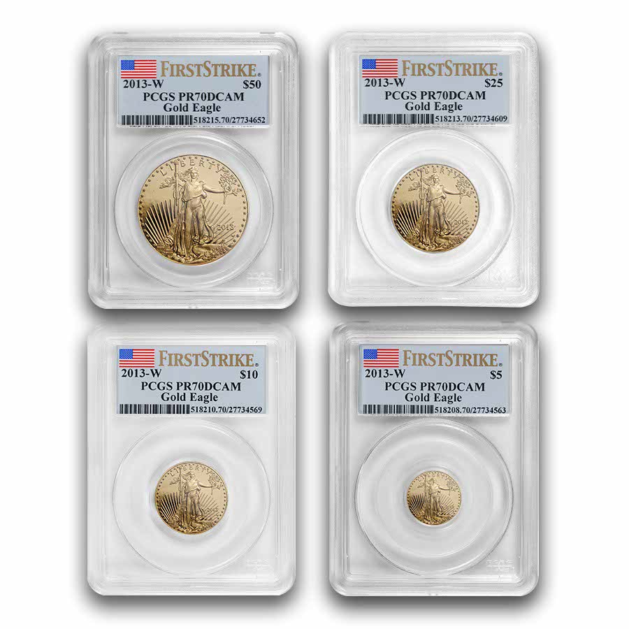 2013-W 4-Coin Proof American Gold Eagle Set PR-70 PCGS (FS)
