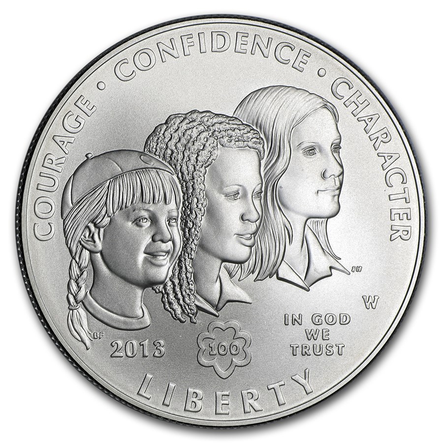2013-W Girl Scouts $1 Silver Commem BU (w/Box & COA)
