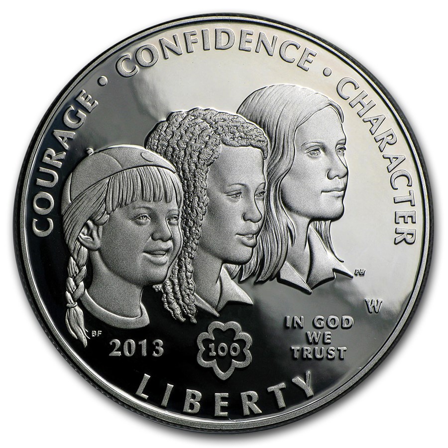 2013-W Girl Scouts $1 Silver Commem Proof (w/Box & COA)
