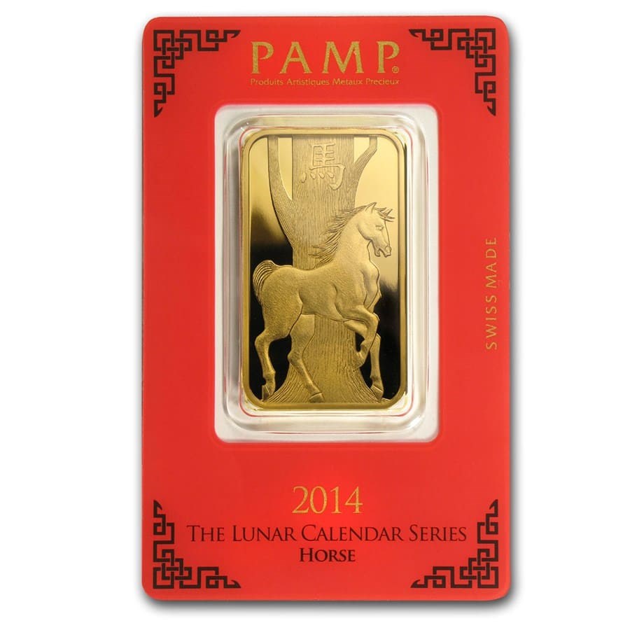 2014 1 oz Gold Bar - PAMP Suisse Year of the Horse (In Assay)