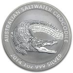 2014 Australia 1 oz Silver Saltwater Crocodile (Abrasions)