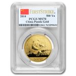 2014 China 1 oz Gold Panda MS-70 PCGS (FS)