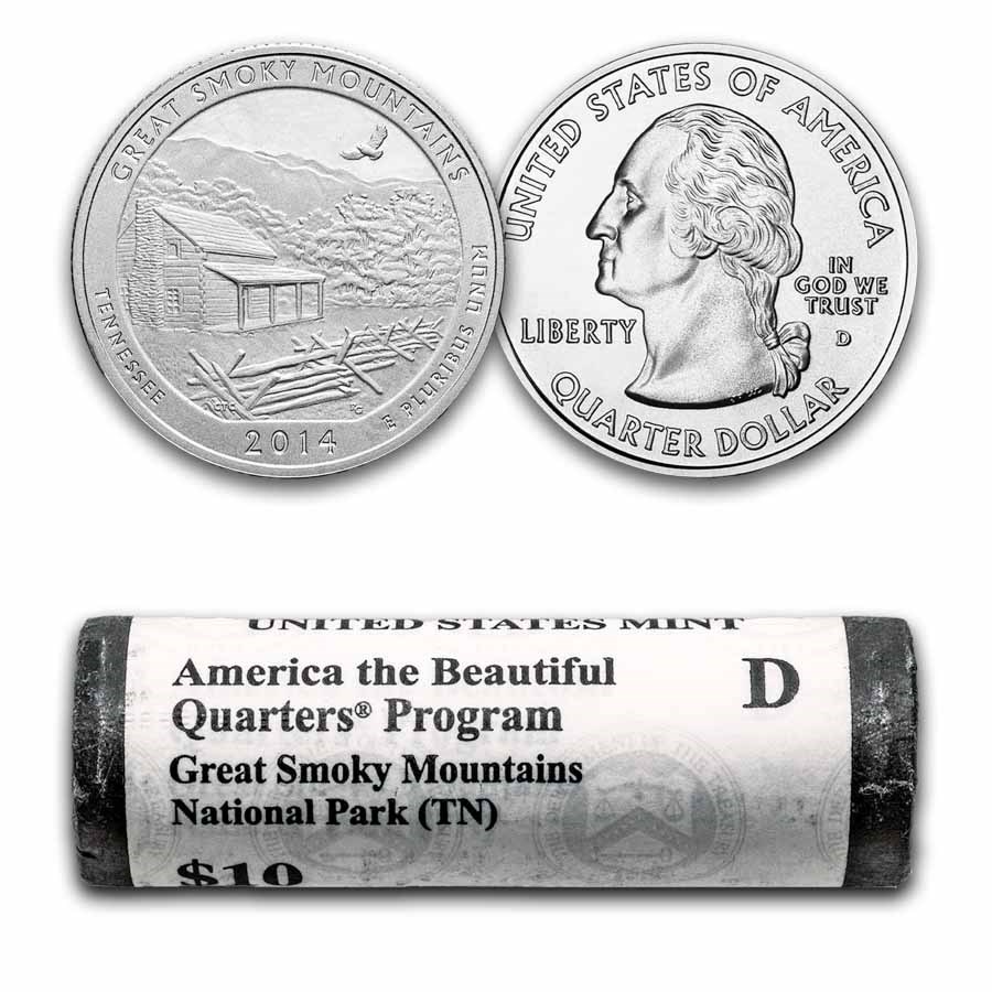 2014-D ATB Great Smoky Mountains 40-Coin Roll BU (Mint Wrapped)