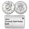 2014-D Kennedy Half Dollar 20-Coin Roll BU (Mint Wrapped)