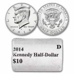 2014-D Kennedy Half Dollar 20-Coin Roll BU (Mint Wrapped)