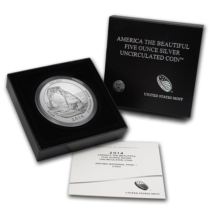 2014-P 5 oz Silver ATB Arches (w/Box & COA)