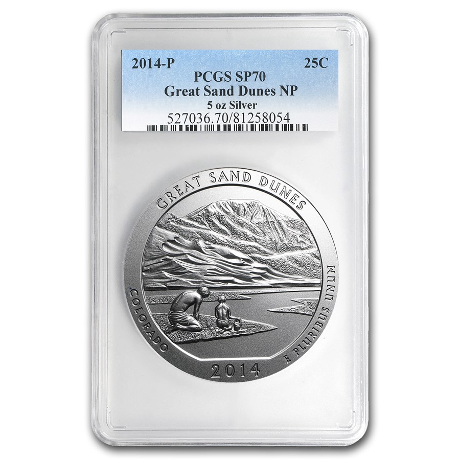 2014-P 5 oz Silver ATB Great Sand Dunes SP-70 PCGS