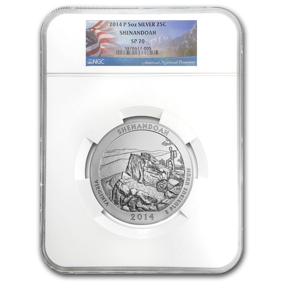 2014-P 5 oz Silver ATB Shenandoah SP-70 NGC