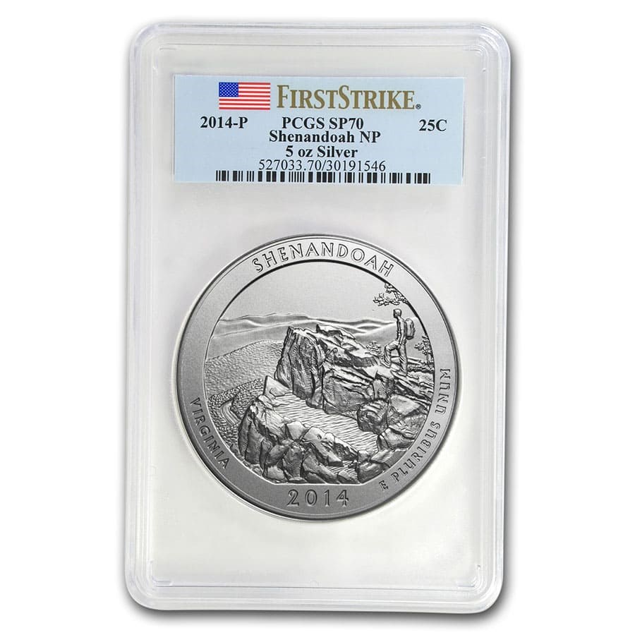 2014-P 5 oz Silver ATB Shenandoah SP-70 PCGS (FS)