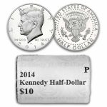 2014-P Kennedy Half Dollar 20-Coin Mint Wrapped Roll BU