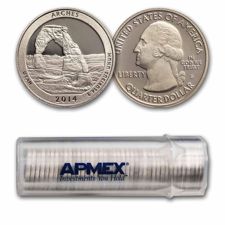 2014-S ATB Quarter Arches National Gem Proof 40-Coin Roll