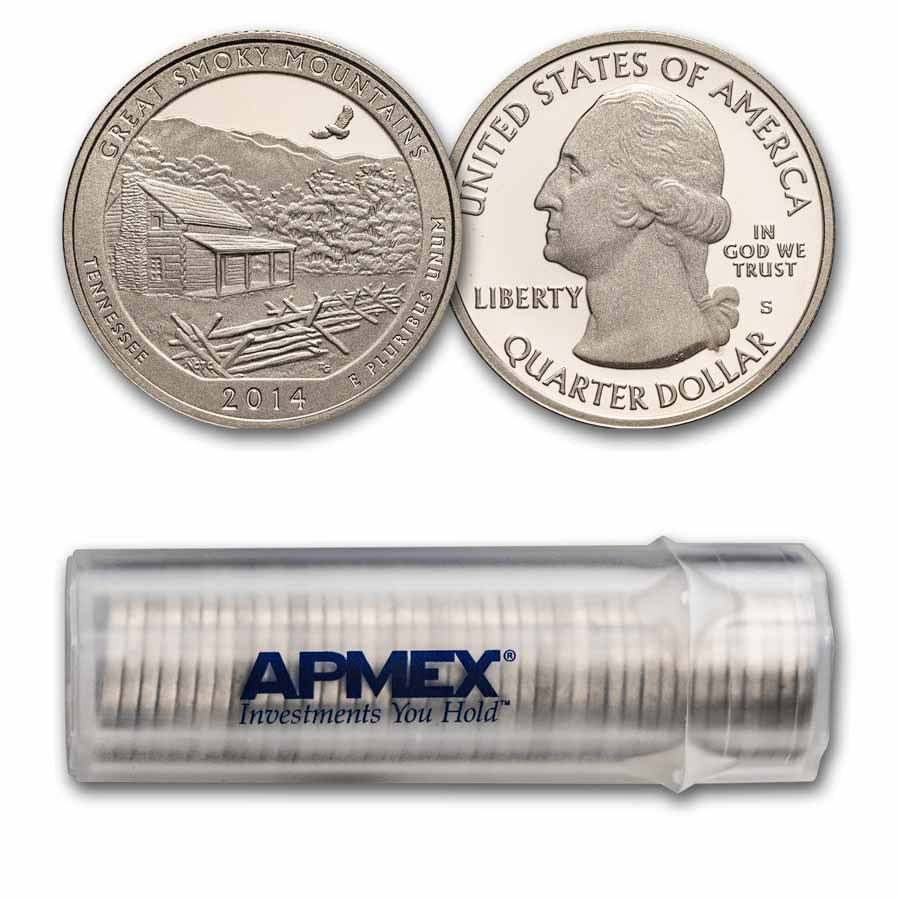 2014-S ATB Quarter Great Smoky Mountains Gem Proof 40-Coin Roll
