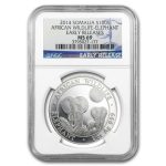 2014 Somalia 1 oz Silver African Elephant MS-69 NGC (ER)