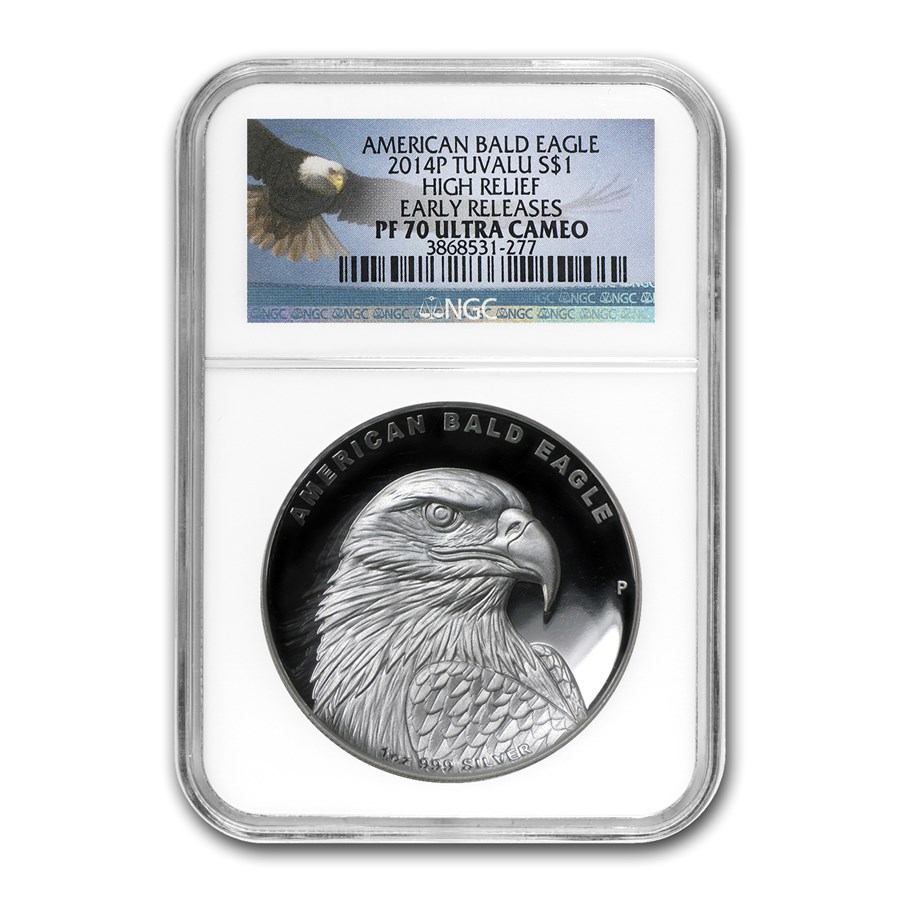 2014 Tuvalu 1 oz Silver Bald Eagle PR-70 NGC (HR, Early Release)